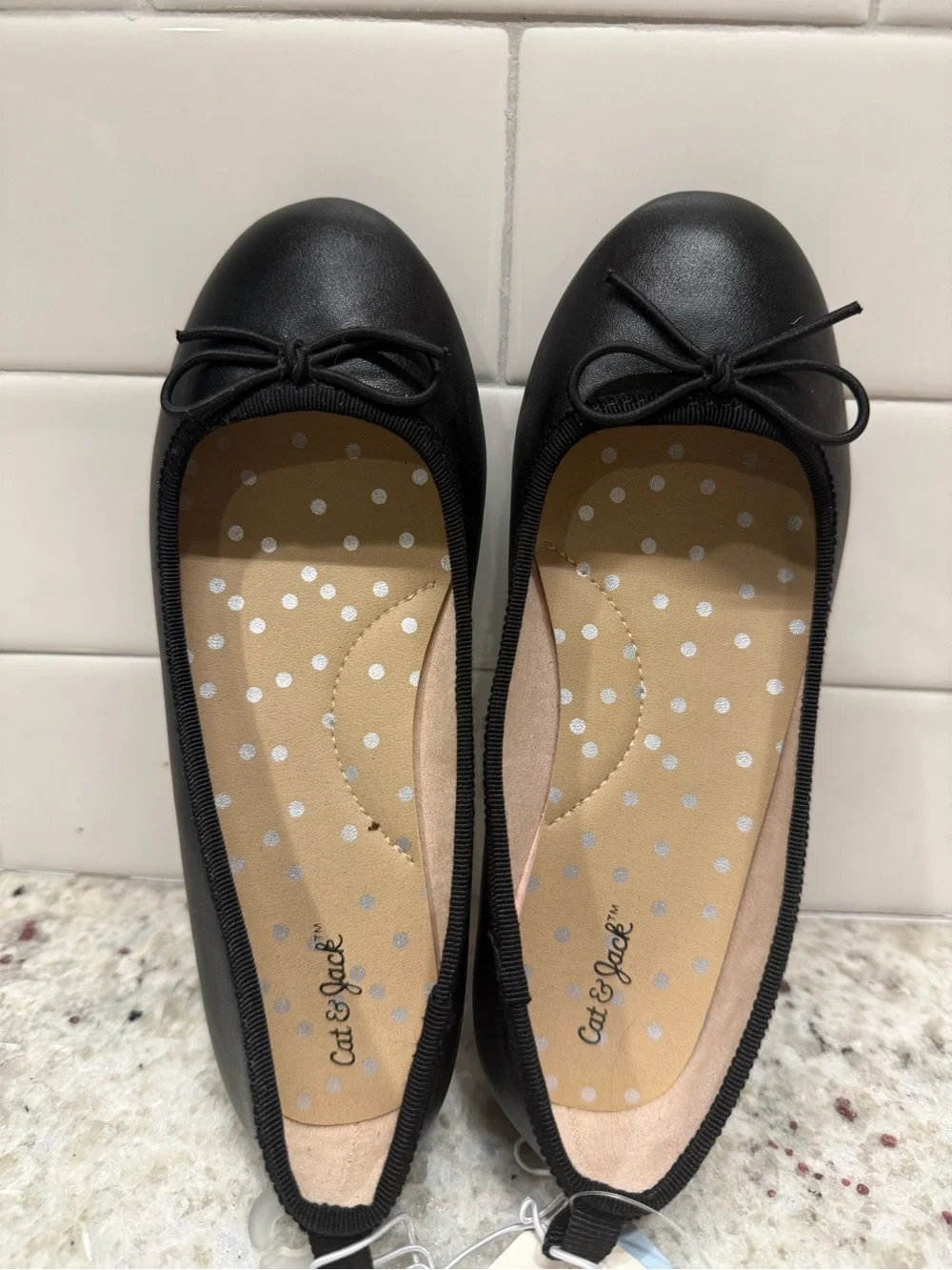 Cat & Jack Black Bow Ballet Flats Size 13 NWT